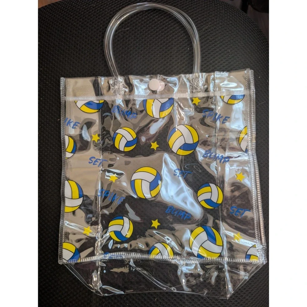 Jeqqinuz 24 Pcs Volleyball Clear Goodie Bags PVC Sports Party Favor Snack Totes